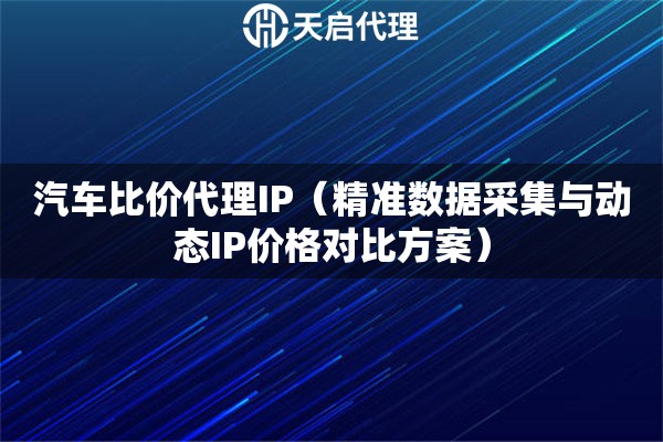 汽车比价代理IP（精准数据采集与动态IP价格对比方案）
