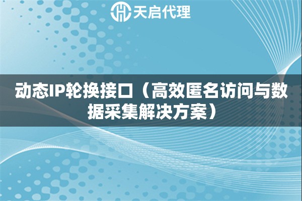 动态IP轮换接口（高效匿名访问与数据采集解决方案）
