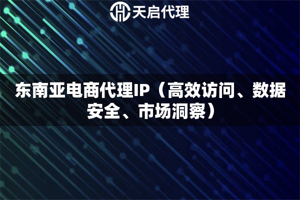 东南亚电商代理IP（高效访问、数据安全、市场洞察）
