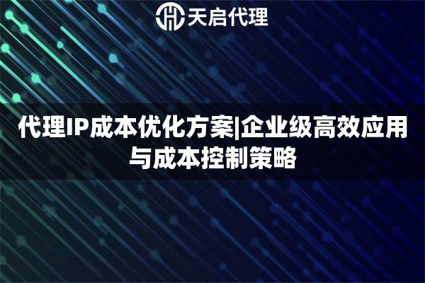 代理IP成本优化方案|企业级高效应用与成本控制策略