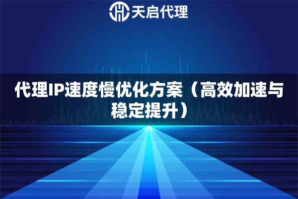 代理IP速度慢优化方案（高效加速与稳定提升）
