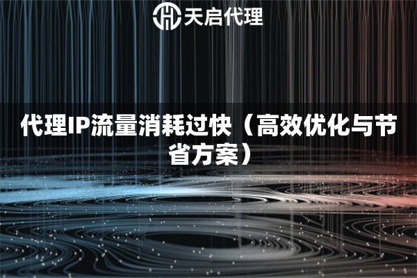 代理IP流量消耗过快（高效优化与节省方案）