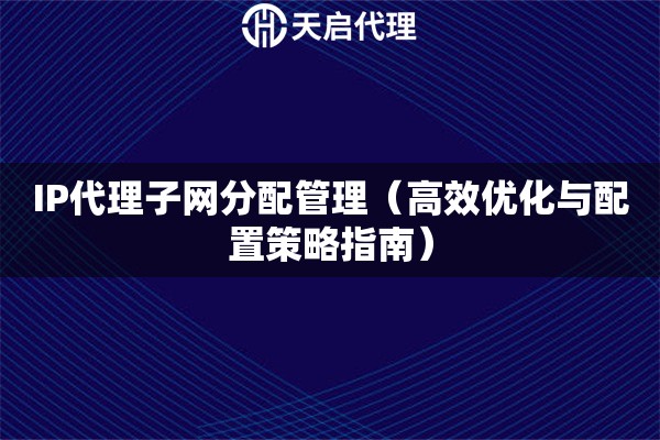 IP代理子网分配管理（高效优化与配置策略指南）