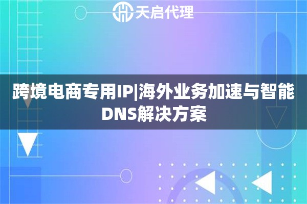 跨境电商专用IP|海外业务加速与智能DNS解决方案