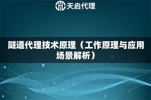 隧道代理技术原理（工作原理与应用场景解析）