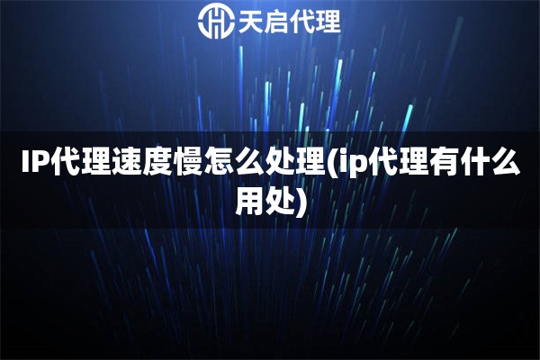 IP代理速度慢怎么处理(ip代理有什么用处)