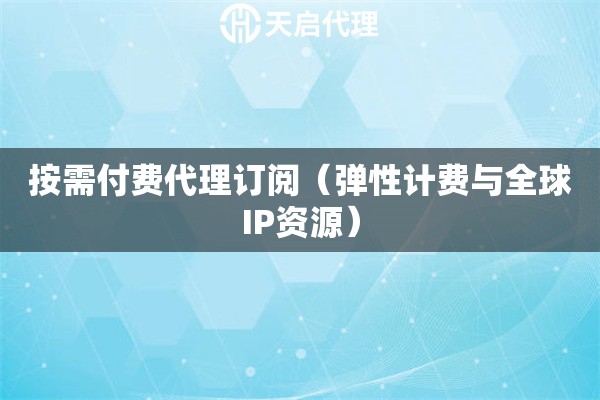 按需付费代理订阅（弹性计费与全球IP资源）