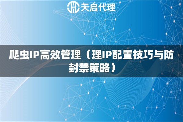 爬虫IP高效管理（理IP配置技巧与防封禁策略）