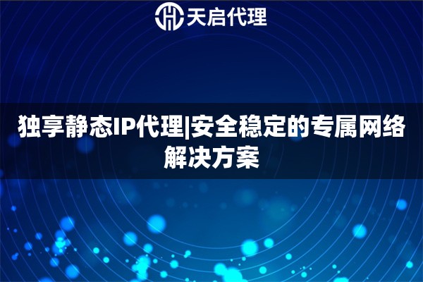 独享静态IP代理|安全稳定的专属网络解决方案