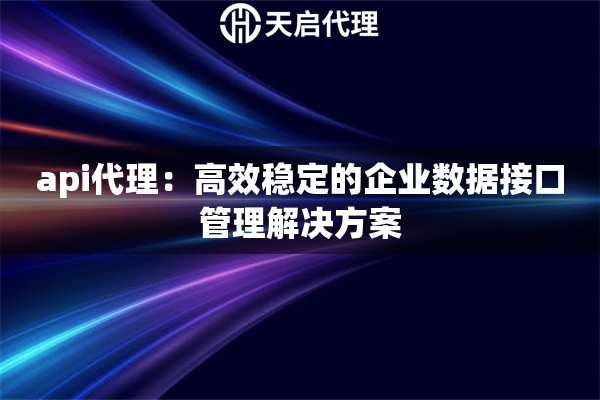 api代理：高效稳定的企业数据接口管理解决方案