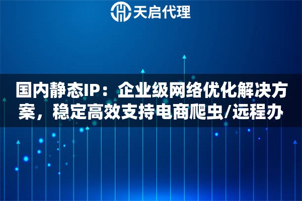 国内静态IP：企业级网络优化解决方案，稳定高效支持电商爬虫/远程办公/数据采集
