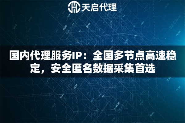 国内代理服务IP：全国多节点高速稳定，安全匿名数据采集首选