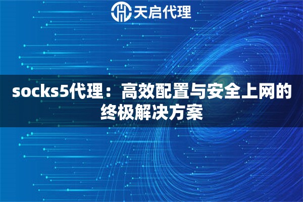 socks5代理：高效配置与安全上网的终极解决方案