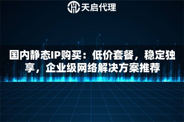 国内静态IP购买：低价套餐，稳定独享，企业级网络解决方案推荐
