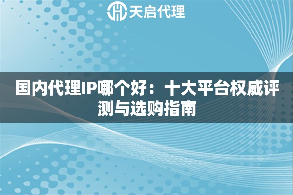国内代理IP哪个好：十大平台权威评测与选购指南