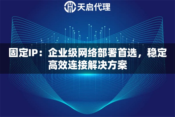 固定IP：企业级网络部署首选，稳定高效连接解决方案