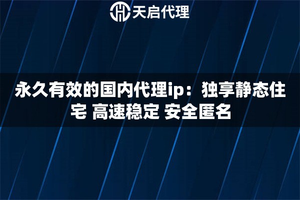 永久有效的国内代理ip：独享静态住宅 高速稳定 安全匿名