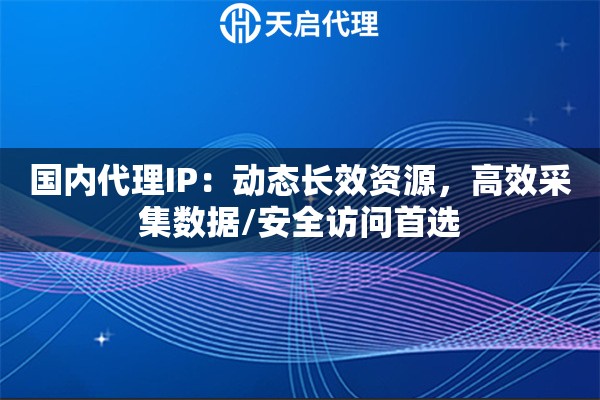 国内代理IP：动态长效资源，高效采集数据/安全访问首选