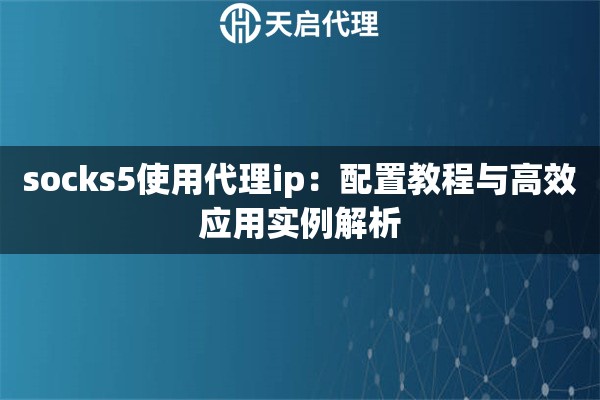 socks5使用代理ip：配置教程与高效应用实例解析