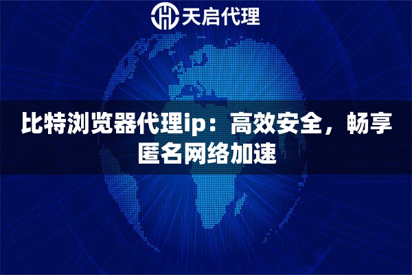 比特浏览器代理ip：高效安全，畅享匿名网络加速