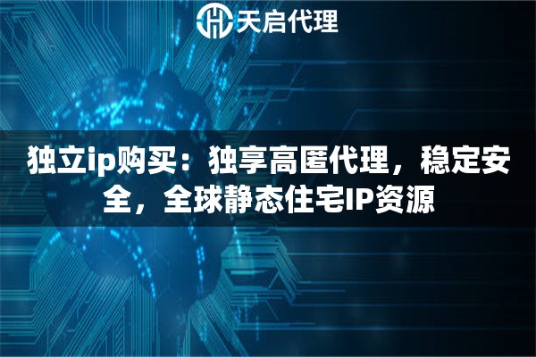 独立ip购买：独享高匿代理，稳定安全，全球静态住宅IP资源