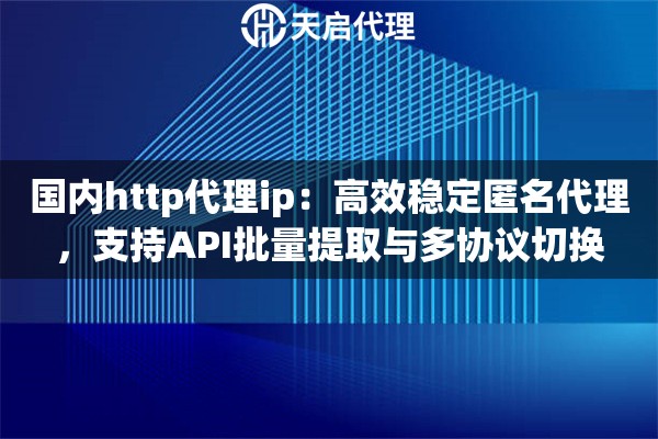 国内http代理ip：高效稳定匿名代理，支持API批量提取与多协议切换