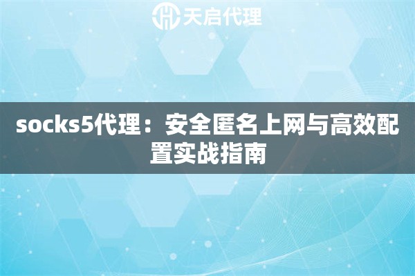 socks5代理：安全匿名上网与高效配置实战指南