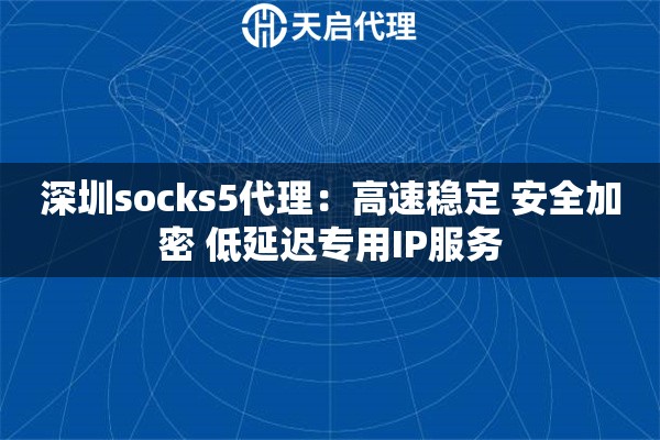 深圳socks5代理：高速稳定 安全加密 低延迟专用IP服务