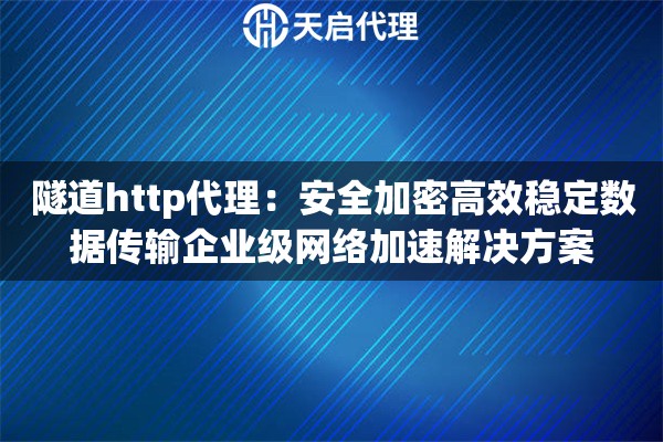 隧道http代理：安全加密高效稳定数据传输企业级网络加速解决方案