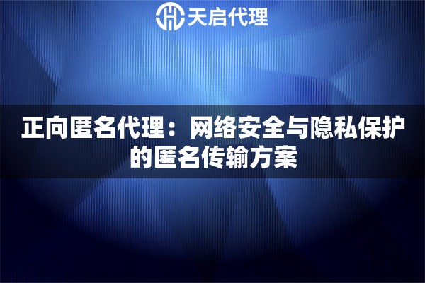 正向匿名代理：网络安全与隐私保护的匿名传输方案
