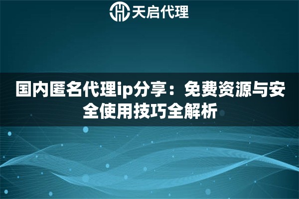 国内匿名代理ip分享：免费资源与安全使用技巧全解析