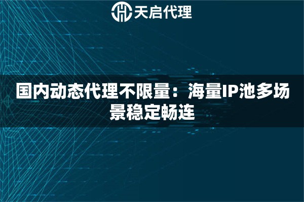 国内动态代理不限量：海量IP池多场景稳定畅连