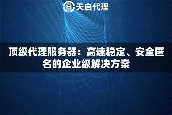 顶级代理服务器：高速稳定、安全匿名的企业级解决方案