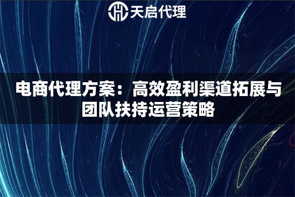 电商代理方案：高效盈利渠道拓展与团队扶持运营策略