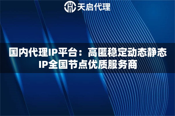 国内代理IP平台：高匿稳定动态静态IP全国节点优质服务商