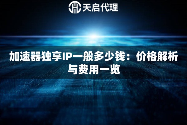 加速器独享IP一般多少钱：价格解析与费用一览