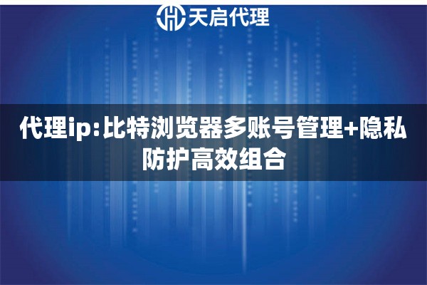 代理ip:比特浏览器多账号管理+隐私防护高效组合