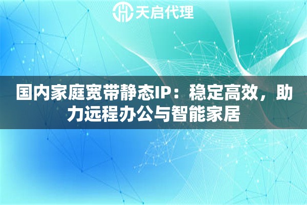 国内家庭宽带静态IP：稳定高效，助力远程办公与智能家居