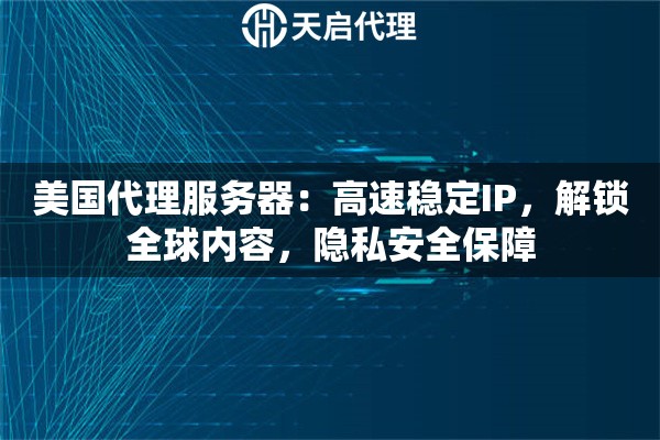 美国代理服务器：高速稳定IP，解锁全球内容，隐私安全保障