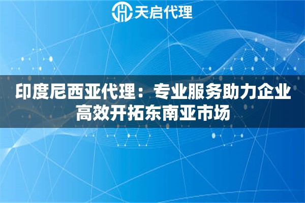 印度尼西亚代理：专业服务助力企业高效开拓东南亚市场