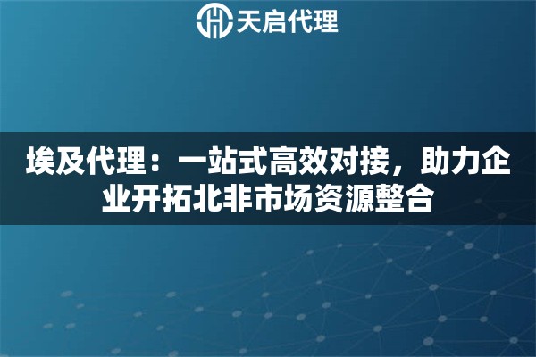 埃及代理：一站式高效对接，助力企业开拓北非市场资源整合
