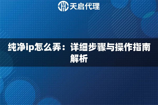 纯净ip怎么弄：详细步骤与操作指南解析