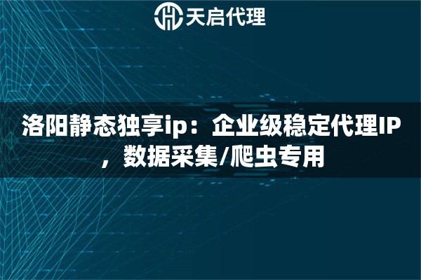 洛阳静态独享ip：企业级稳定代理IP，数据采集/爬虫专用
