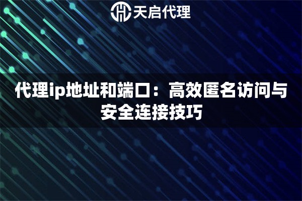 代理ip地址和端口：高效匿名访问与安全连接技巧