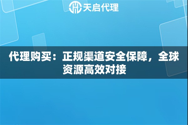 代理购买：正规渠道安全保障，全球资源高效对接