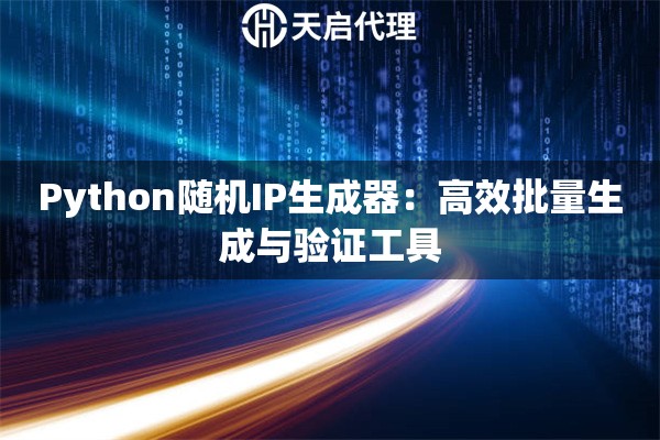 Python随机IP生成器：高效批量生成与验证工具