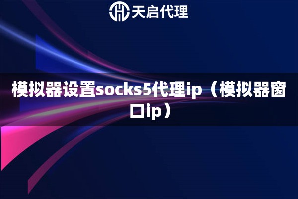 模拟器设置socks5代理ip（模拟器窗口ip）