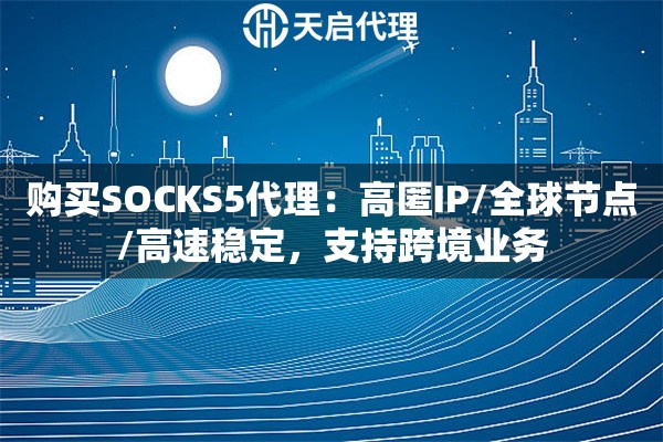 购买SOCKS5代理：高匿IP/全球节点/高速稳定，支持跨境业务