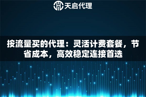 按流量买的代理：灵活计费套餐，节省成本，高效稳定连接首选