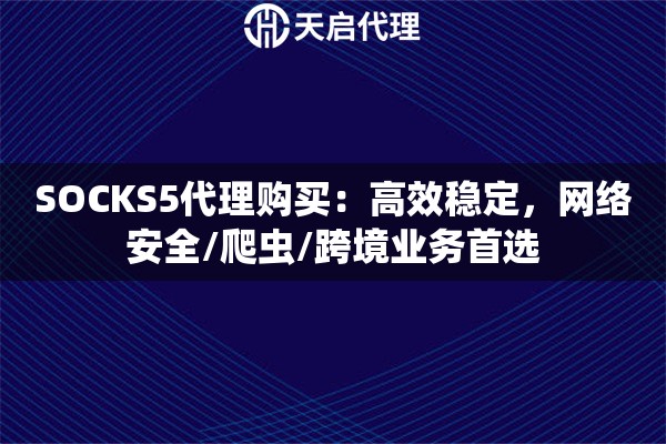 SOCKS5代理购买：高效稳定，网络安全/爬虫/跨境业务首选